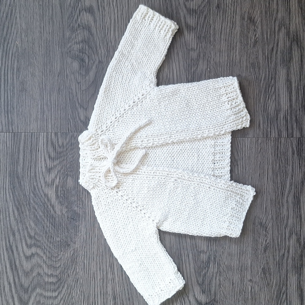 Hand Knit Raglan Baby Cardigan